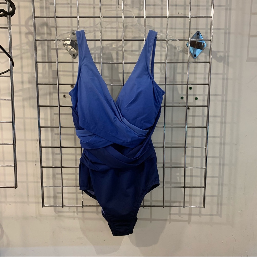 Lands’ End V-Neck Wrap Swimsuit